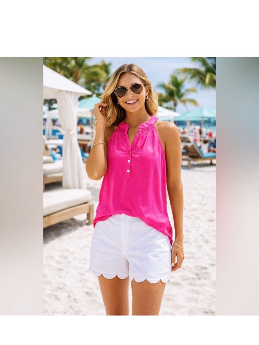 Lilly Pulitzer button front Silk Bailey tank Berry Sangria XL